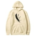 thumbnail image 4 of Brondbend Hoodies Womens Womens Sweatshirt Hoodie Long Sleeved Drawstring Pocket Pullover Print Casual Loose Fit Tops Lady Gym Workout Fall Winter Wear Beige, 4 of 4
