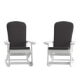 thumbnail image 2 of Merrick Lane All-Weather White Polyresin Adirondack Rocking Chair with Vertical Slats and Gray Weather Resistant Cushions, 2 of 15
