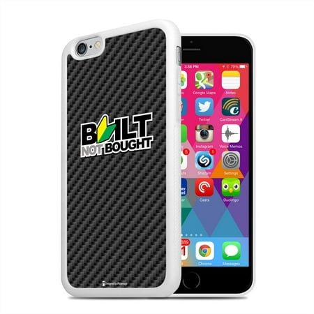 iPhone 6 JDM Built Not Bought Carbon Fiber Look White TPU Rubber Cell Phone