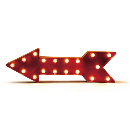 Glitzhome 15.98"L Vintage Red Marquee LED Lighted Straight ...
