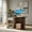Brown + White, variant on Demi Bonn Front Reception Office Desk with Open Shelf and Lockable Drawer, Small Home Computer Desk Study Writing Table, White + Brown