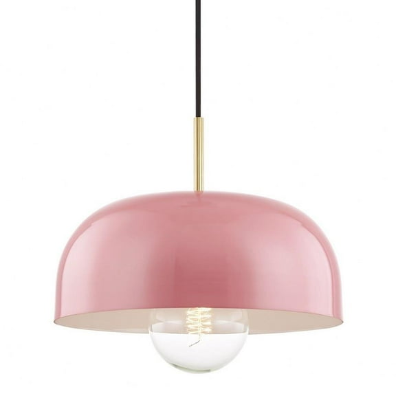 -One Light Large Pendant in Style-14 inches Wide By 5.75 inches High-Aged Brass/Pink Finish Bailey Street Home 735-Bel-2941745