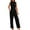 Black, variant on LYMAYTER Womens High Neck Onesies Summer Sleeveless Wide Leg Rompers Female Solid Color Onesies S-2XL