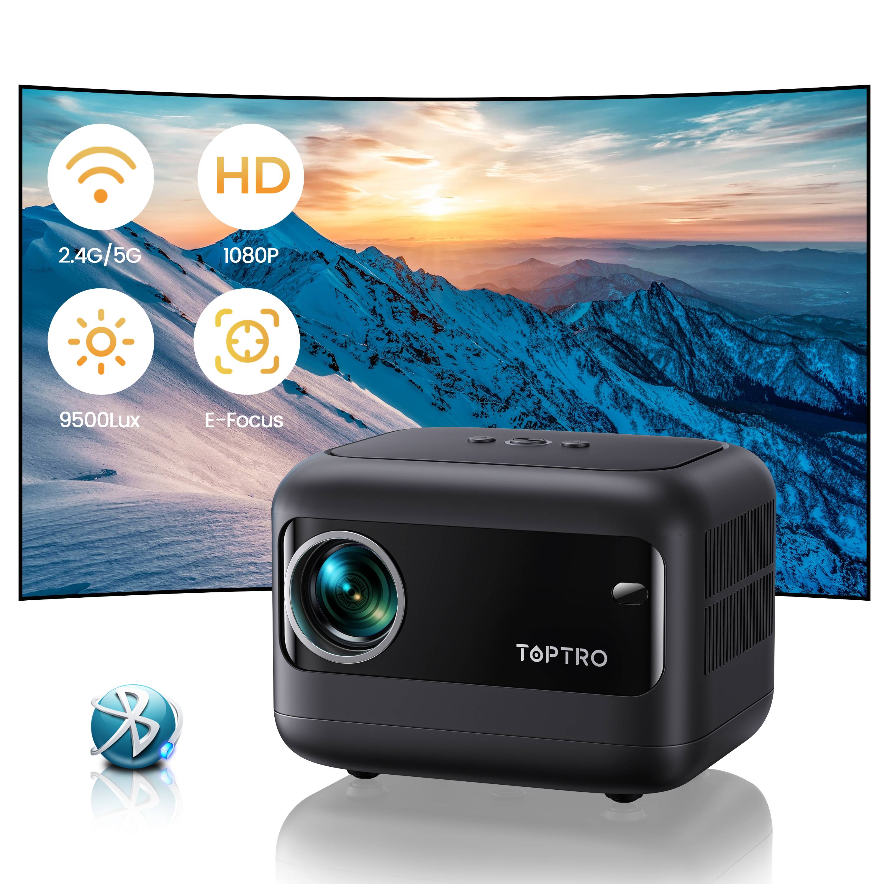 ElectricFocus Mini LCD Projector, TOPTRO TR25 Bluetooth 5.2 1080P