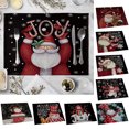 thumbnail image 1 of Christmas Santa Elk Snowman Placemat Pad, Heat Resistant Washable Clean Kitchen Place Mat for Dinging Home Office Decor, 1 of 7