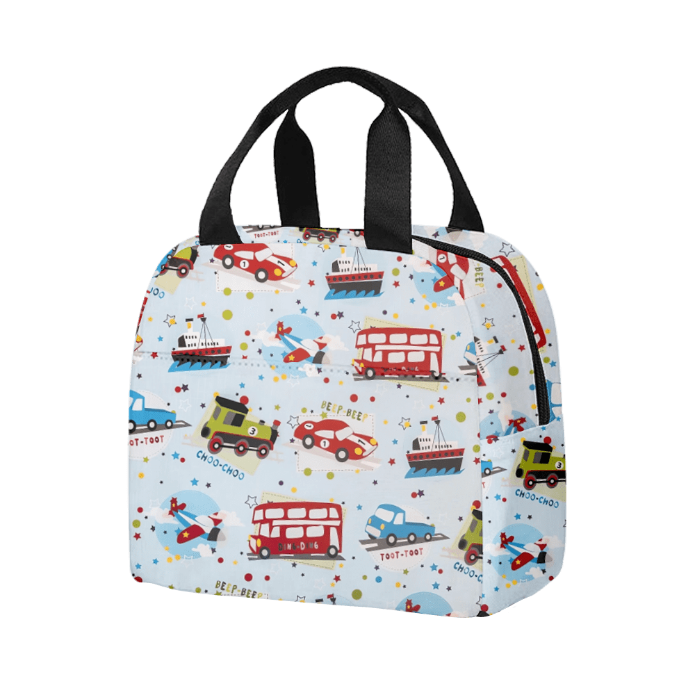 Cartoon Car Lunch Bag Print Design Lunch Box School Office Cooler Bag