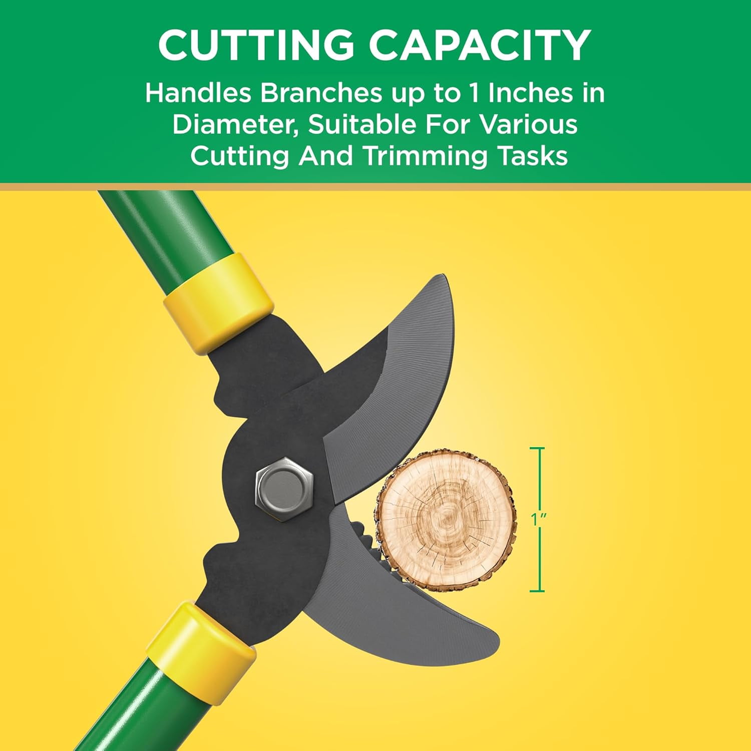 Miracle-Gro 15 in. Bypass Lopper, Carbon Steel Blade, 1 in. Cutting Capacity & Comfort Grip Handles