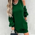 thumbnail image 2 of Mrat Hoodies for Women Fleece Women Long Hooded Pullover Casual Workout Soft Fall Zipper Shoulder Outfits Winter Oversized Sweatshirts S-78 Green XXL, 2 of 8