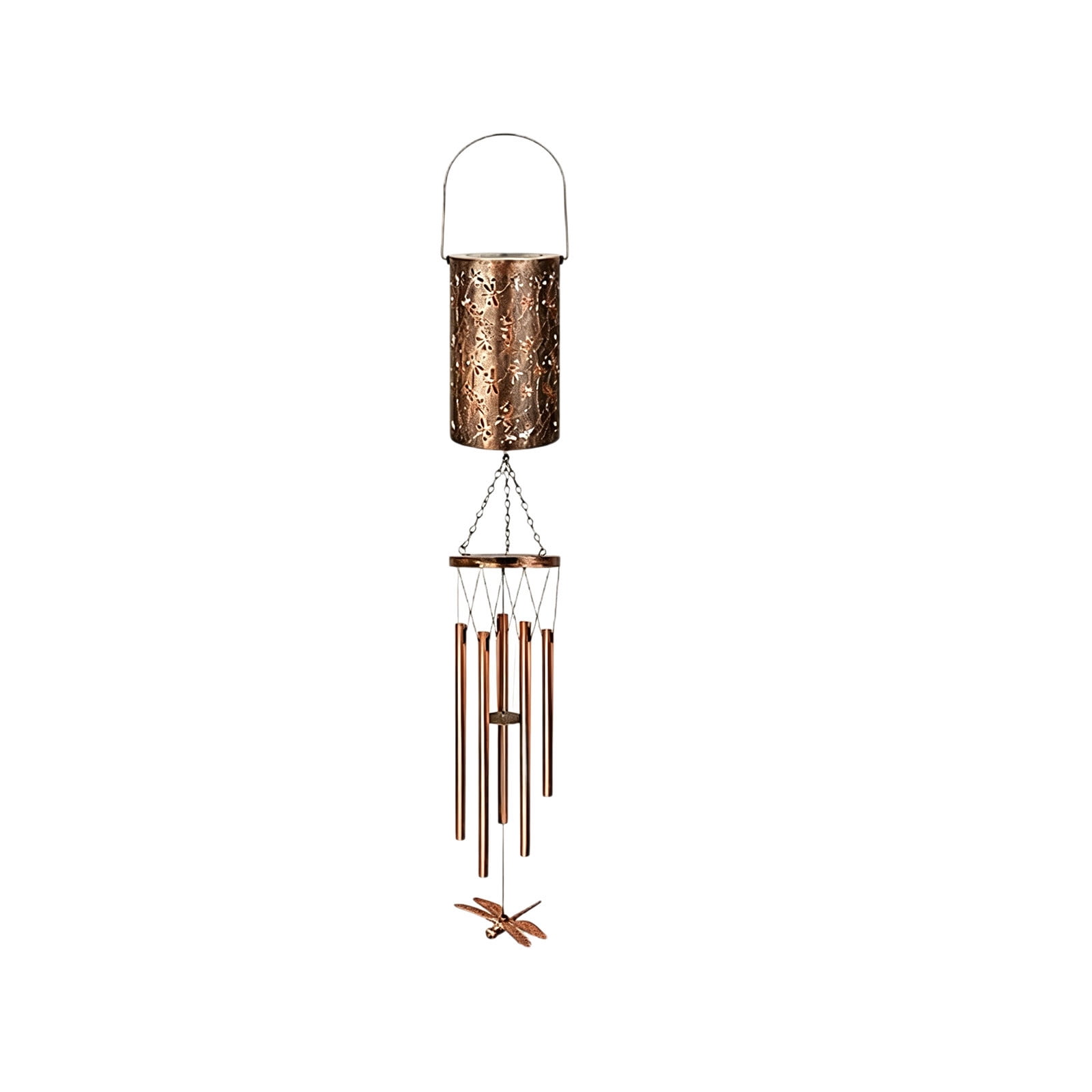 Glowing Hollow Out Projection, Solar Wind Chime with Hummingbirds Pattern — 38.6x4.3 Inch Courtyard Lamp, Made of Iron Garden Decoration for Patio