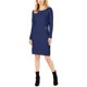 thumbnail image 1 of Michael Kors Vestido de suéter con ribete de hebilla para mujer, azul, pequeño Michael Kors Suéter, 1 of 1
