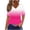 Hot Pink, variant on Women's V-Neck Short Sleeve T-Shirt with Scattered Stripes, Casual Irregular Stripe Print Top for Everyday Summer Wear