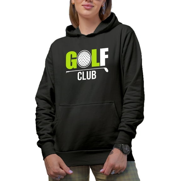 Golf Club Equipment with a Ball, Golf Player, Golfing or Golfer Themed Merch Gift, Black Hooded Sweatshirt or Hoodie, Small