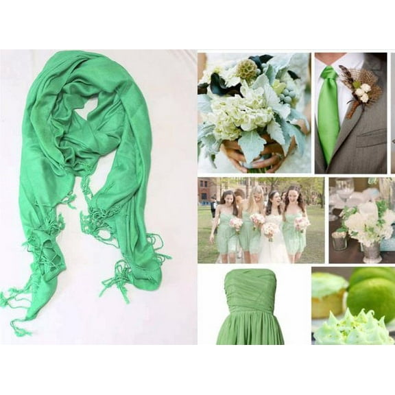 Green Pashmina Scarf Shawl, Bridesmaid Shawl, Bridal Wrap, Wedding Shawl