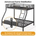 thumbnail image 5 of Netrum Twin over Full Bunk Bed for Teens Adults,Heavy Duty Metal Bunk Beds Frame with Ladder,Twin Full Size Bed Bunk Bed with Safe Guardrail for Small Rome,Black, 5 of 12