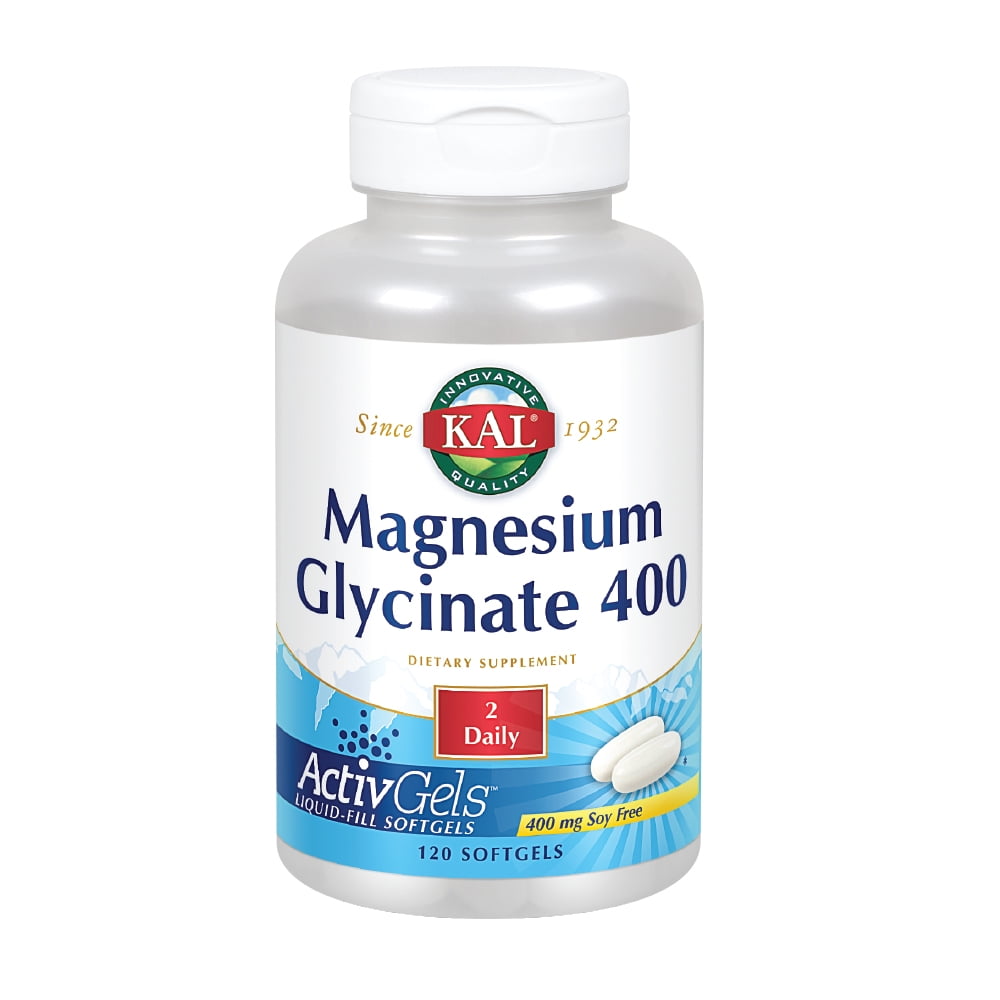 KAL Magnesium Glycinate 400 ActivGels | For Relaxation and Healthy Muscle Function | 60 Servings, 120 Softgels
