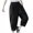 Black, variant on AGWOLF Womens Harem Capri Pants Baggy Wide Leg Linen Crop Pant Casual Pleated Elastic High Waist Trousers with Pockets Summer Beach Capris Black L