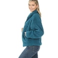 thumbnail image 3 of Women's Drawstring Hem Zipper Front Mock Neck Fleece Cotton Candy Sherpa Jacket with Pockets, 3 of 6
