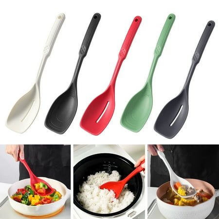 

Riguas 2Pcs/Set Large Silicone Cooking Spoon Spatula Kit Non-Stick Slotted Solid Spoon Set Hanging Hole Design Heat-Resistant Spoon Kitchen Utensils
