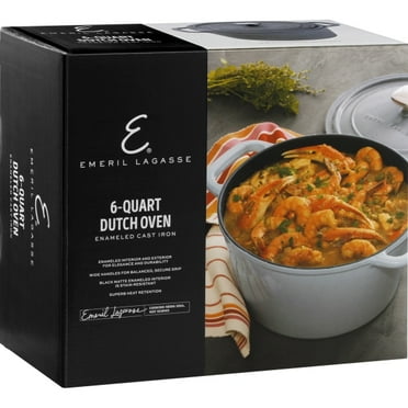 Emeril Lagasse 6 Quart Enamel-Coated Cast Iron Dutch Oven, Gray