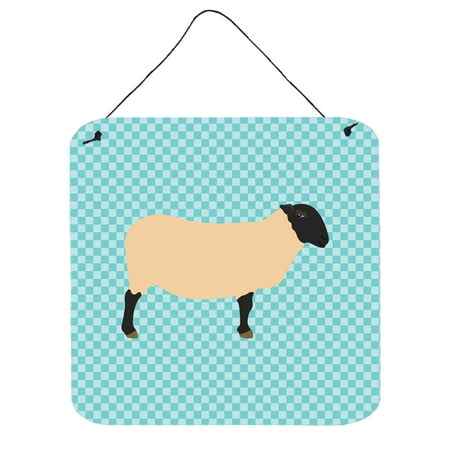 Suffolk Door - Suffolk Sheep Blue Check Wall or Door Hanging Prints BB8146DS66