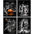 thumbnail image 3 of PixonSign Framed Wall Art, Black & White Basketball Star Posters, Set of 4 Boy's Bedroom Illustration Wall Decor, Adhesive Canvas Prints, Multicolor Contemporary Wall Décor - 11"x14" Black, 3 of 5