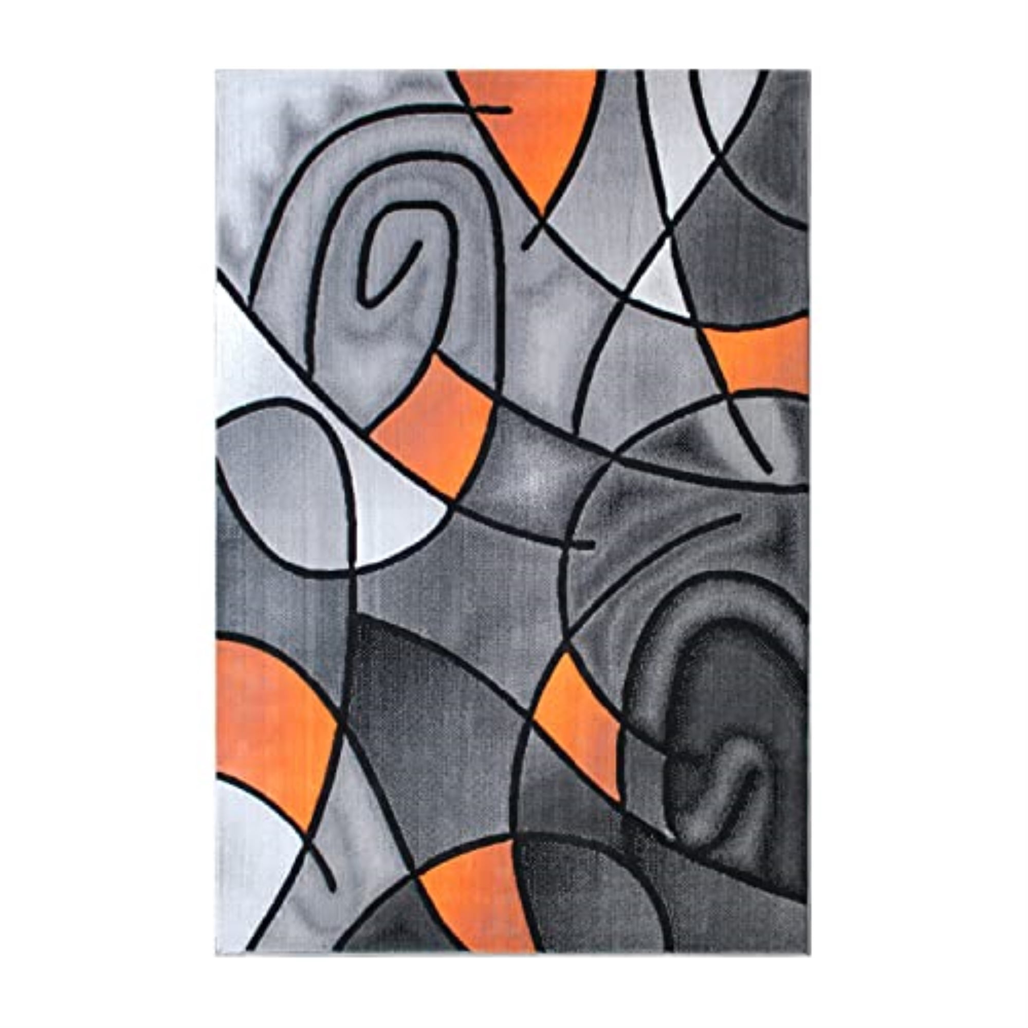 Flash Furniture Jubilee Rectangular Contemporary Black, Grey, Orange Area Rug, 5' x 7'