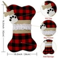 thumbnail image 2 of Medias navideñas para perros y mascotas, juego de 2, medias navideñas a cuadros de búfalo, medias colgantes con forma de hueso grande para decoraciones, 2 of 7