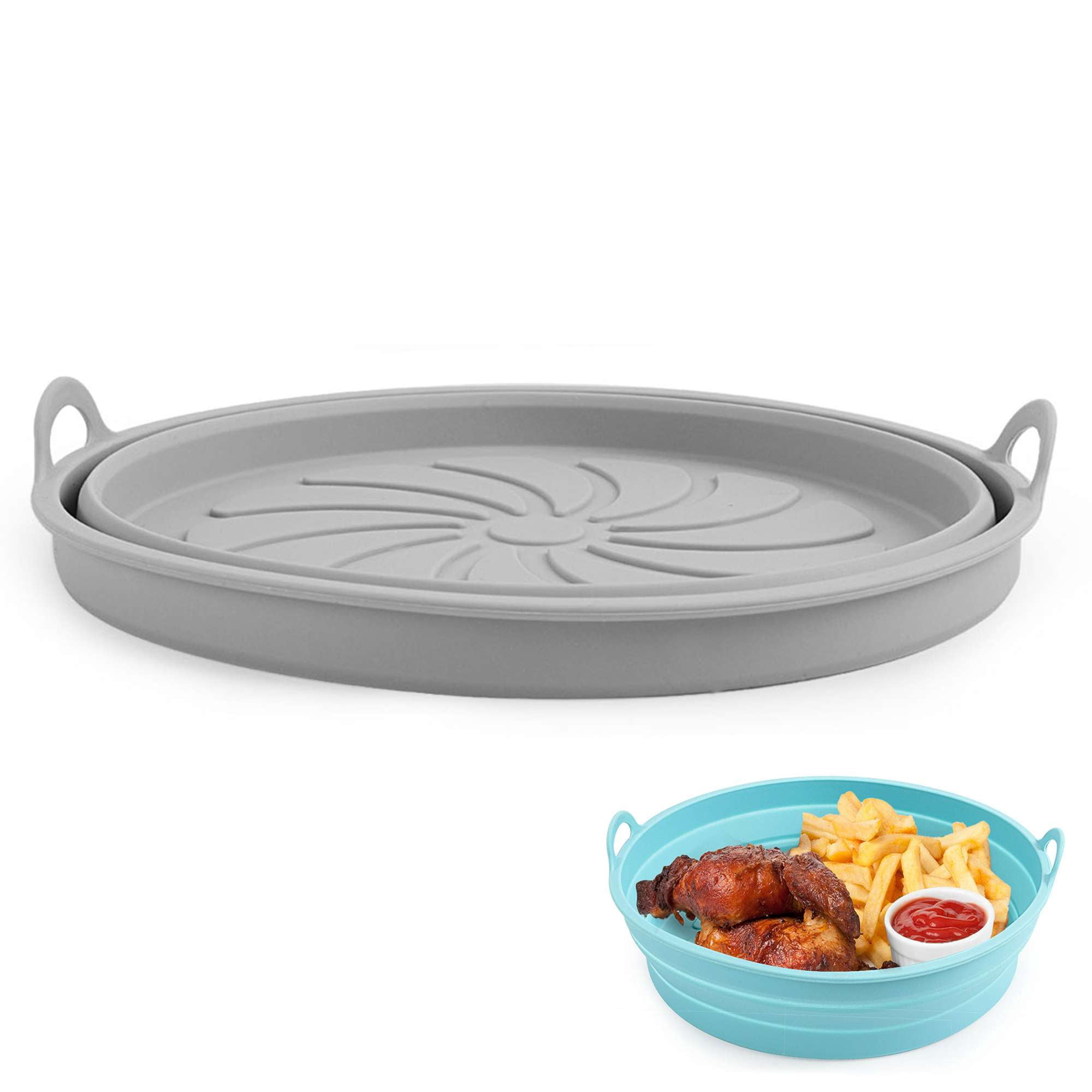 Gustave Air Fryer Silicone Liners Pot Foldable Reusable Airfryer Round Basket Baking Trays Easy to Clean Non-Stick Heat Resistant Air Fryer Oven Accessories for 5-8QT
