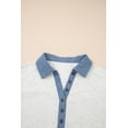thumbnail image 6 of Stylish Light Grey Denim Patchwork Top with Buttoned Polo Collar – Perfect for Autumn Days, L, 6 of 11