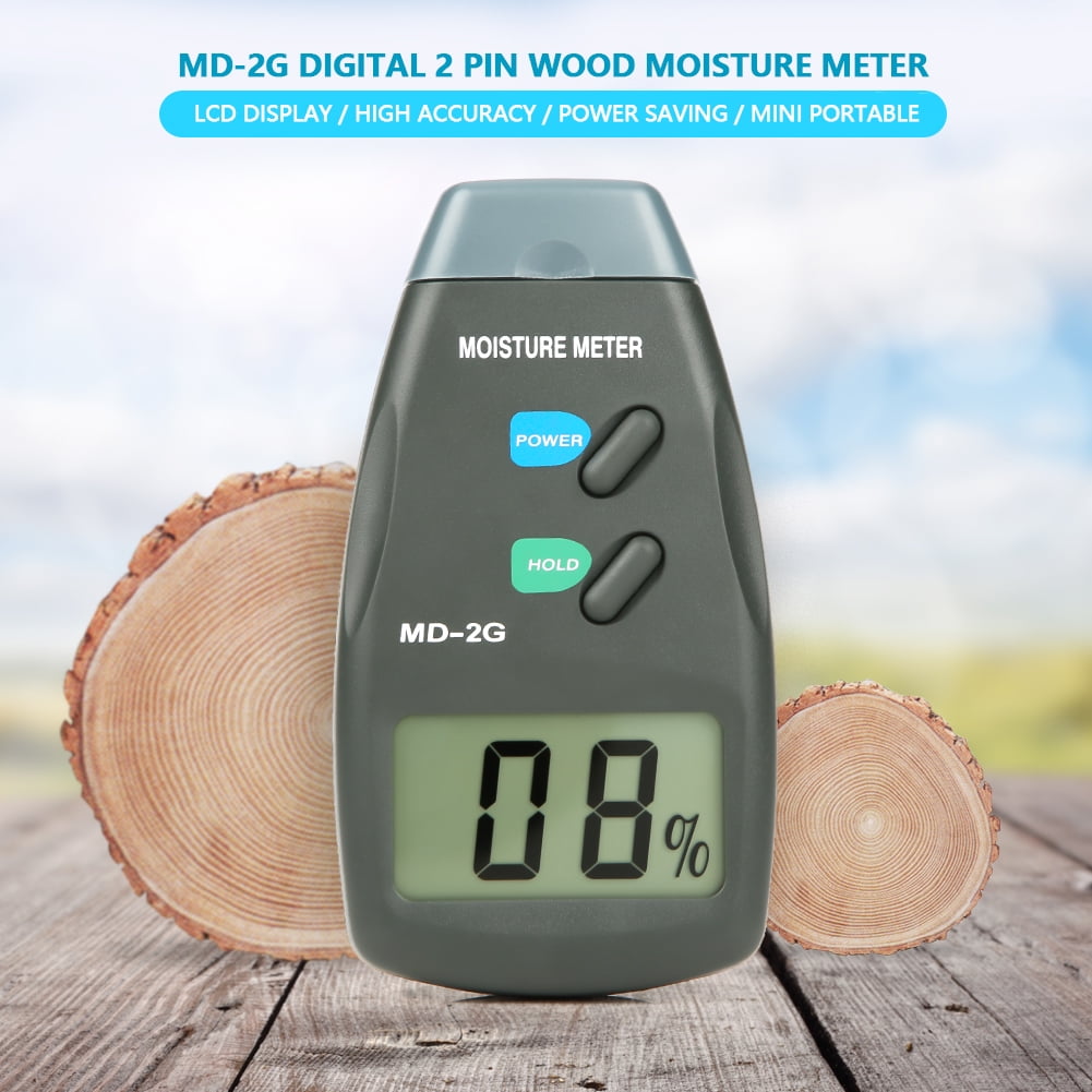 EVTSCAN MD-2G LCD Digital 2 Pin Wood Moisture Meter Detector Timber Hygrometer Humidity Tester with Blue Bag