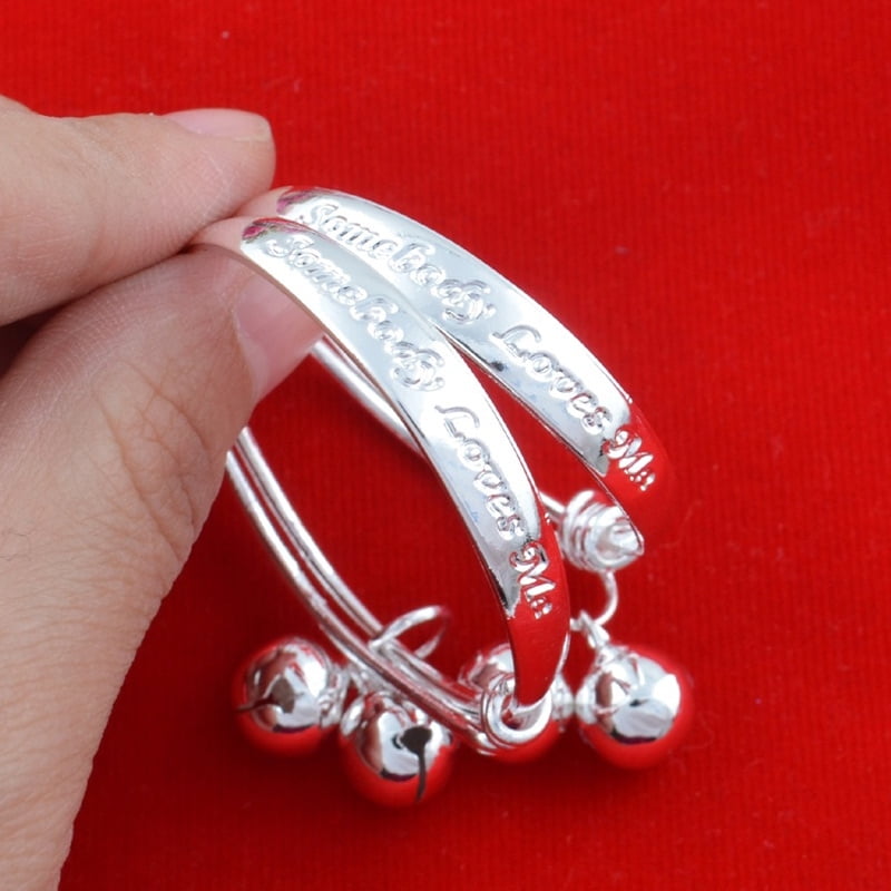 2x Children Baby Girls Boys Toddlers Adjustable Size Silver Bracelet Jewelry Hot 