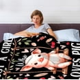thumbnail image 4 of Just a Girl Who Loves Pig Blanket Gifts for Lovers Girls Women Warm Soft Throw Cozy Blankets for Bed Couch Gift for Birthday Graduation 40"x50" for Kids, 4 of 6