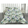 thumbnail image 2 of Ambesonne Floral Quilted Bedspread Set 3 Pcs, Flower and Leaves Botany Art, King, Green Sky Blue and Purple, 2 of 4