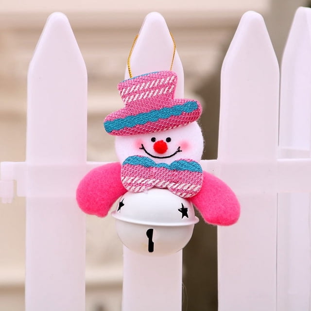 Árbol de Navidad de peluche colgante con adornos de campanas, puerta, decoraciones navideñas, decoraciones para árboles de Navidad (4 piezas)