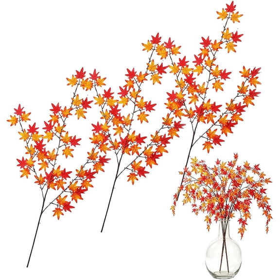 Fall Vase Filler Stems Set of 3, Faux Branches Autumn Table Decor, Artificial Foliage for Thanksgiving Centerpiece Farmhouse Home Office Wedding