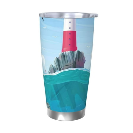 

Bingfone Lighthouse Sea Port for 20 Oz Stainless Steel Travel Mug Double Wall Water Coffee Cup for Home Office Outdoor Works Great for Ice Drinks and Hot Beverage-Without Straw