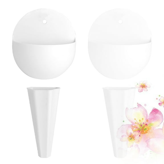 FRCOLOR Wall Mounted Vase for Flowers and Plants Storage Made of Durable Plastic in White Pieces Various Styles
