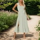 thumbnail image 2 of Vestido informal de mujer con cuello en V y espalda escotada: versátil para el día a día y las vacaciones, primavera/otoño, lavable a máquina, tallas S-XL, largo 108-112 cm., 2 of 4