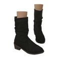 thumbnail image 3 of WEAIXIMIUNG Bottes-Chaussettes Femme Bottes Mode Automne et Hiver en Suède Mi-Mollet Bottes Confortables au Tempérament, 3 of 7