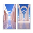 thumbnail image 2 of Designart "Futuristic Architecture Infinite Geometry VI" Modern Geometric Framed Wall Art Set Of 2 - Modern Blue Framed Canvas Set For Living Room Decor, 2 of 6