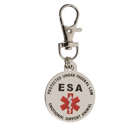 Heart Alert Tag DOUBLE SIDED Small Breed Emotional Support Animal (ESA) Red Medical Alert Symbol and Protected by Federal Law .999 inch ID Tag. QUICK RELEASE metal lobster clamp allowing to switch to collars and vest ()