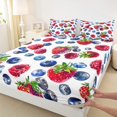 thumbnail image 3 of Manfei Blueberry Strawberry Pattern Queen Sheet Sets,Sweet Fruit Theme Flat Sheet,Red White Blue Queen Fitted Sheet For Girls Boys,Super Cozy Room Decor,4pcs, 3 of 7