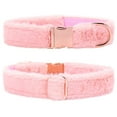 thumbnail image 2 of Didog Winter Cozy Plush Dog Collar with Rose Gold Buckle Luxury Warm Fleece Pet Necklace with D ring Adjustable For Small Large Dogs --White/Pink/Green/Gray, 2 of 4