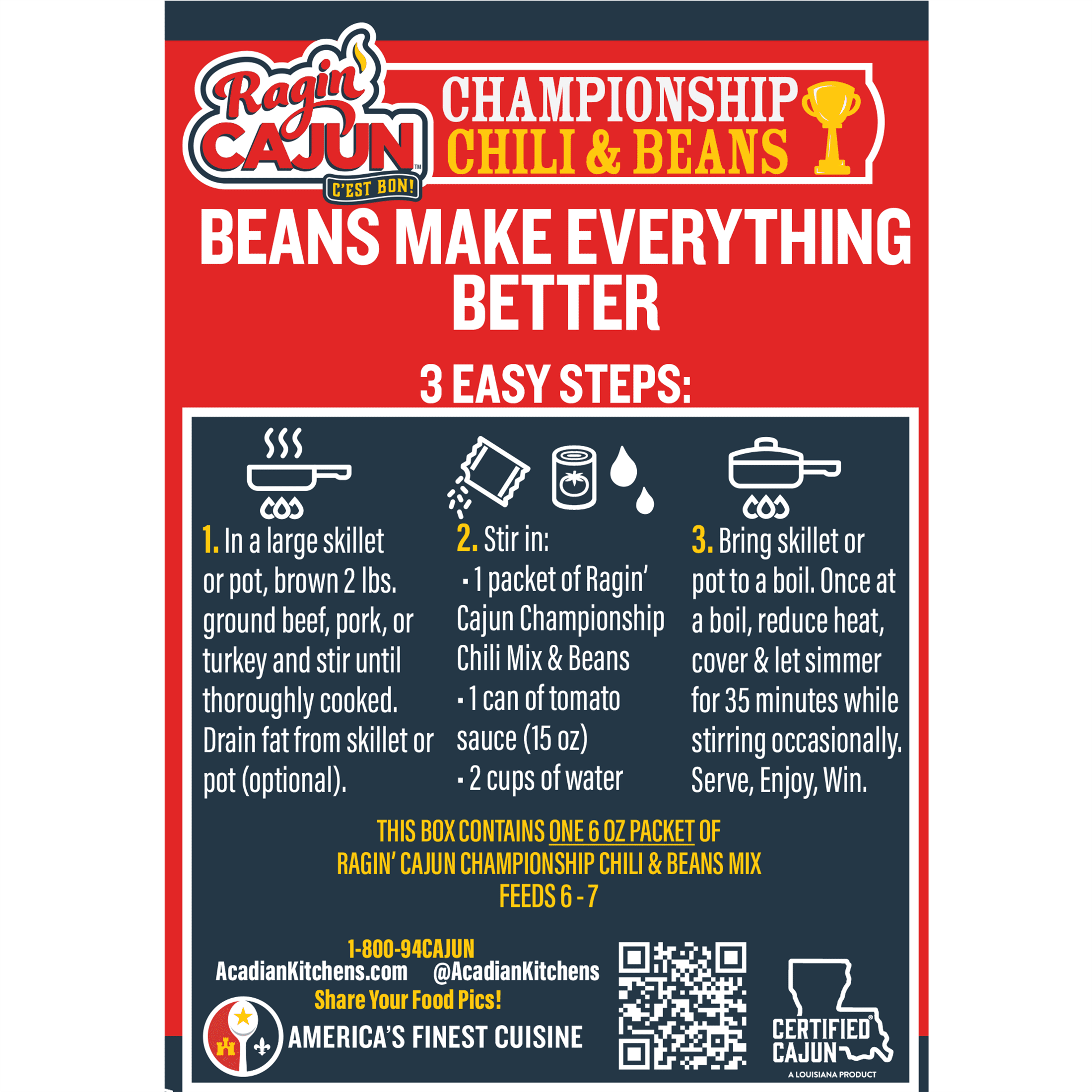 Ragin' Cajun Championship Chili With Beans MIx - 3 pack