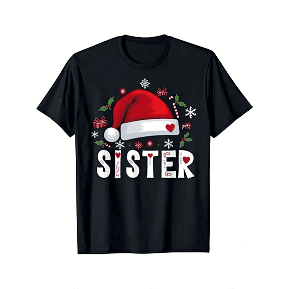 Christmas Girls T-Shirt – Adorable Santa Hat Print Tee for Girls
