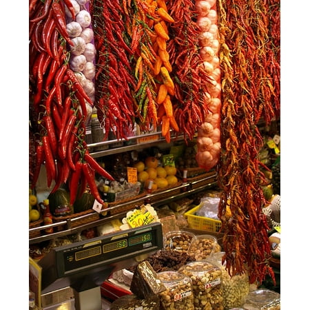 LAMINATED POSTER Bunch Red Strings Hanging Chili Pepper Ropes Store Poster Print 24 x (Best Way To Store Red Peppers)