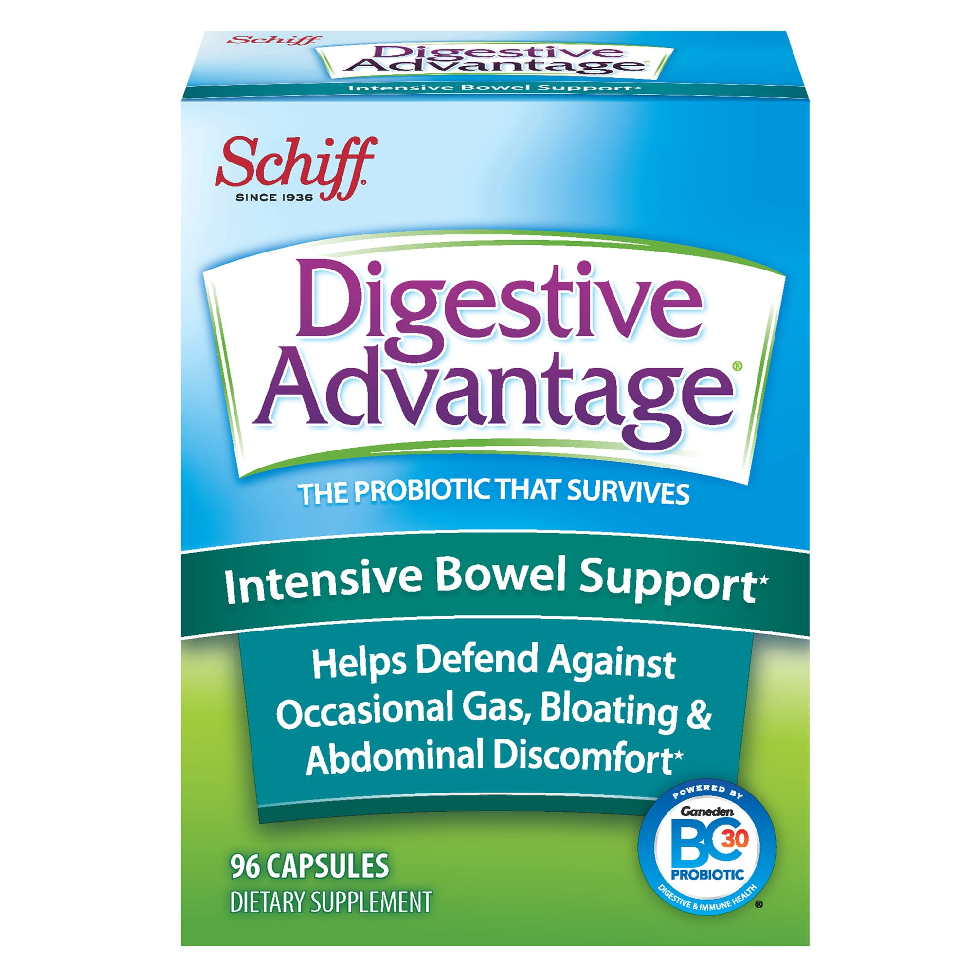 Digestive Advantage Intensive Bowel Support, Probiotic Digestive Enzyme Supplement - 96 Capsules
