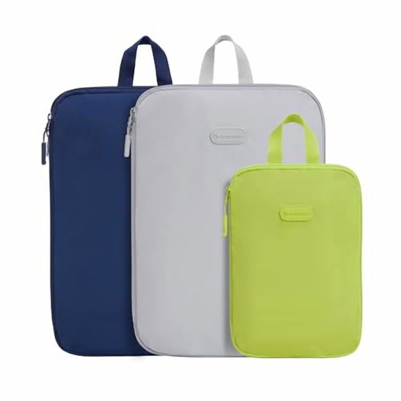 Travelon Set of 3 Compression Packing Cubes, Cool Tones, One Sise