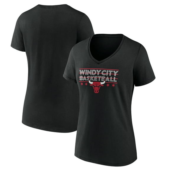 Women's Black Chicago Bulls Core Hometown Launch V-Neck T-Shirt