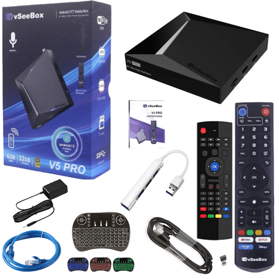 vSeeBox V5 Pro 6K Ultra HD Streaming Box - 4GB   32GB Storage, Free Accessory Gift Pack